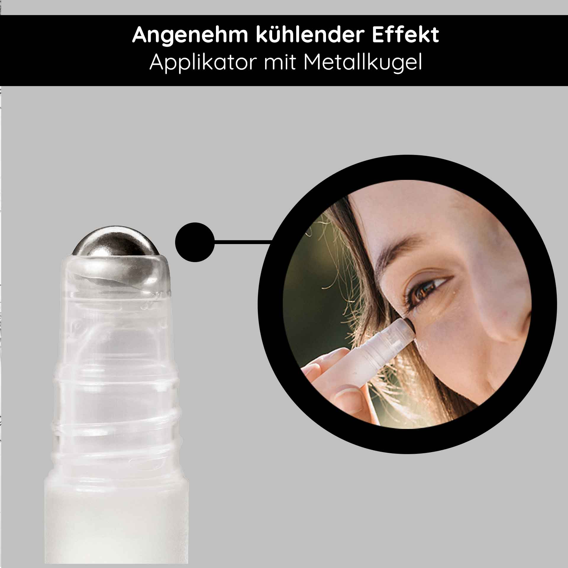 Eye Lifting Roll On 10 ml pour un contour des yeux éclatant Angenehm kühlender Applikator mit Metallkugel für den RAU Eye Lifting Roll On, Anwendung zur Reduzierung von Fältchen, Augenringen und Tränensäcken.