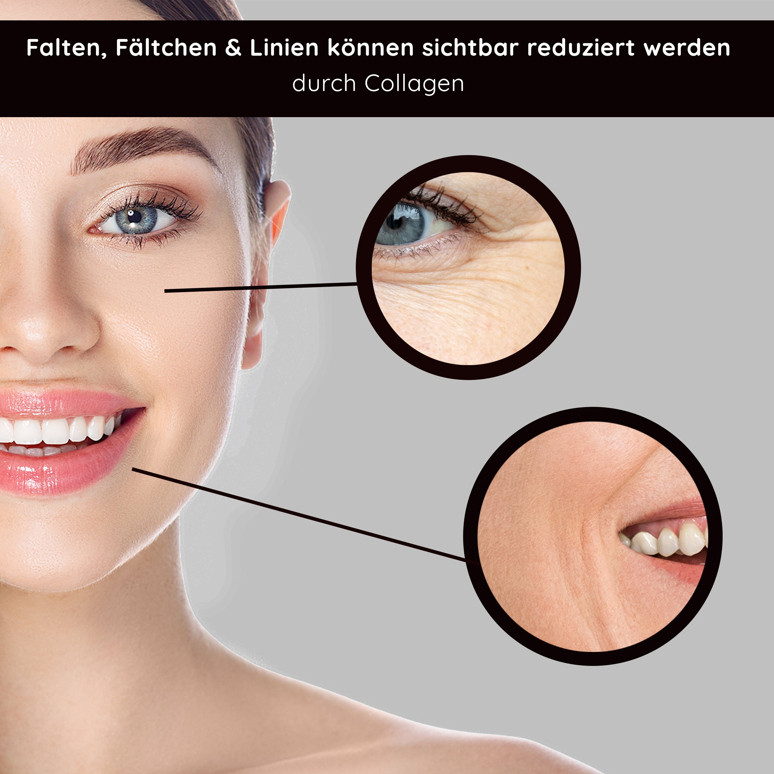 Portrait d'une femme présentant l'effet rajeunissant du Sérum au Collagène de RAU Cosmetics avec Trylagen.