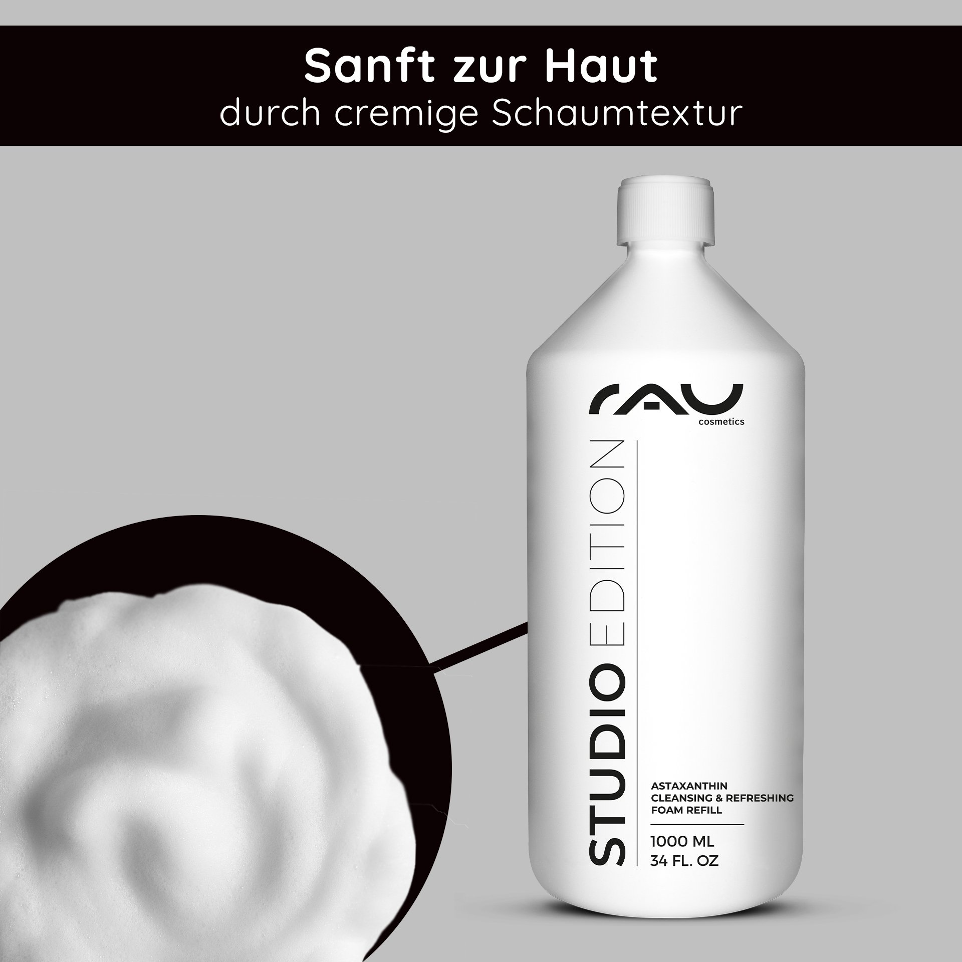 Texture lotion de la mousse nettoyante à l'astaxanthine pour un nettoyage doux du visage.