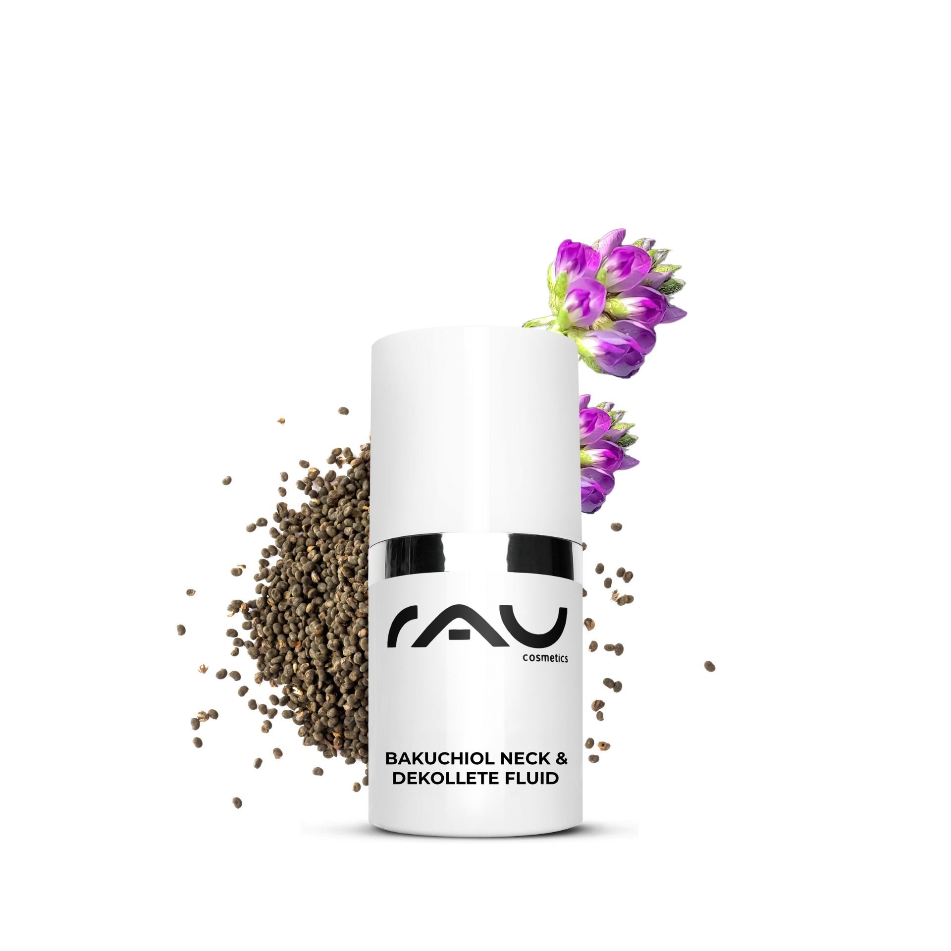 Format voyage : Fluide Bakuchiol pour le Cou et le Décolleté 15 ml, idéal pour les déplacements.