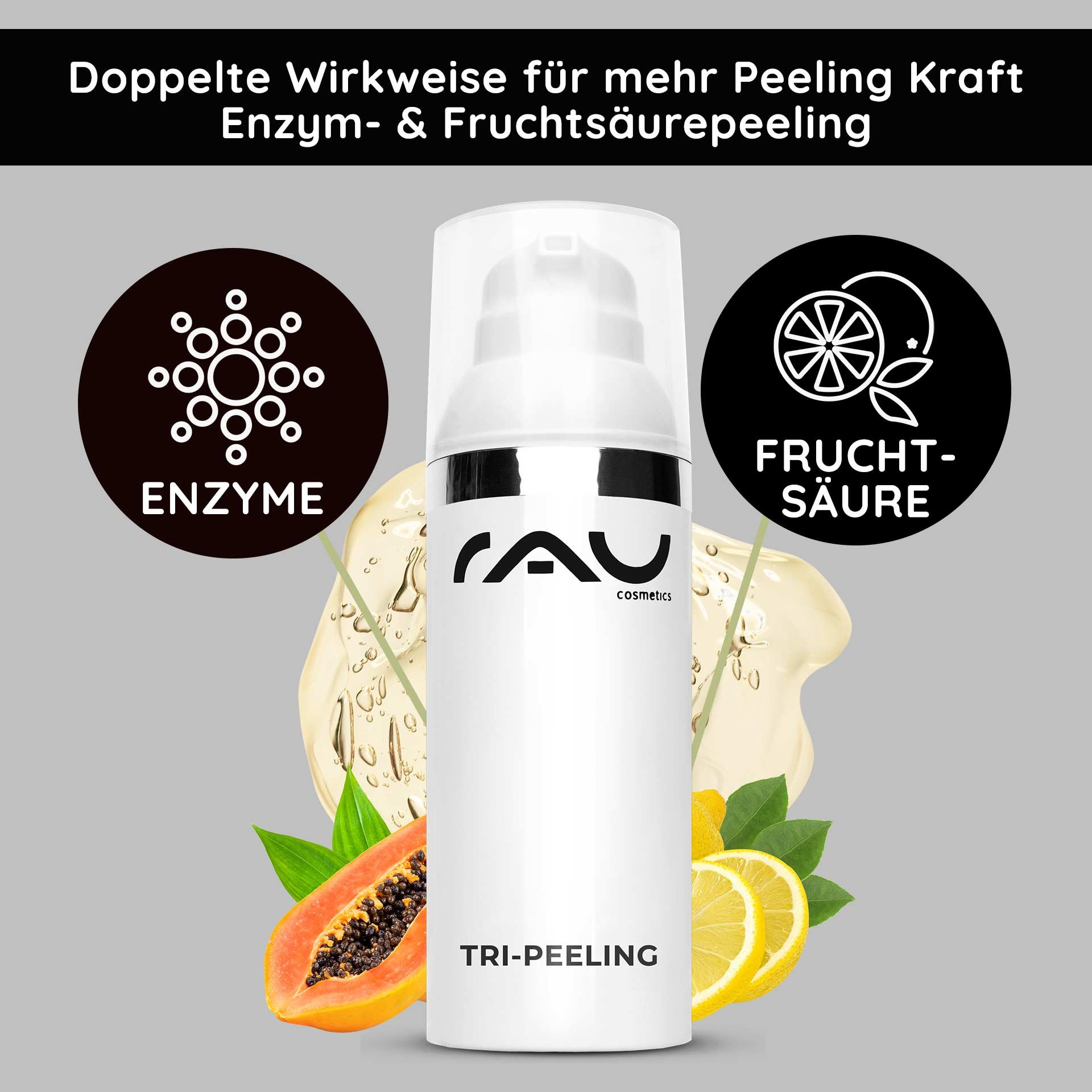 Une personne applique le Tri-Peeling blanc du bout des doigts par touches sur la zone des joues du visage.