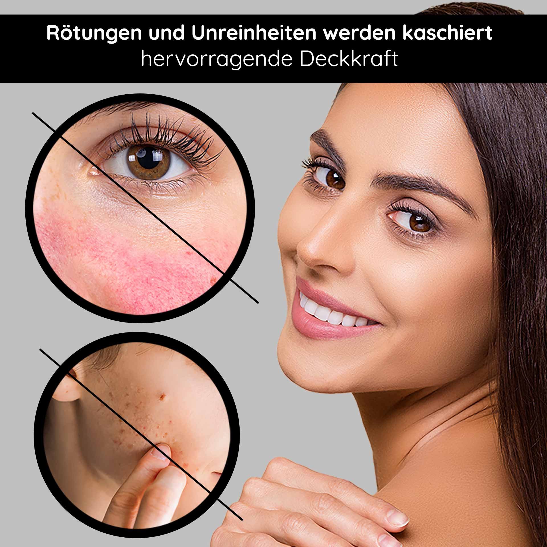BB Cream Perfect Care deckt Rötungen und Unreinheiten hervorragend ab und zeigt eine lächelnde Frau mit strahlender Haut.