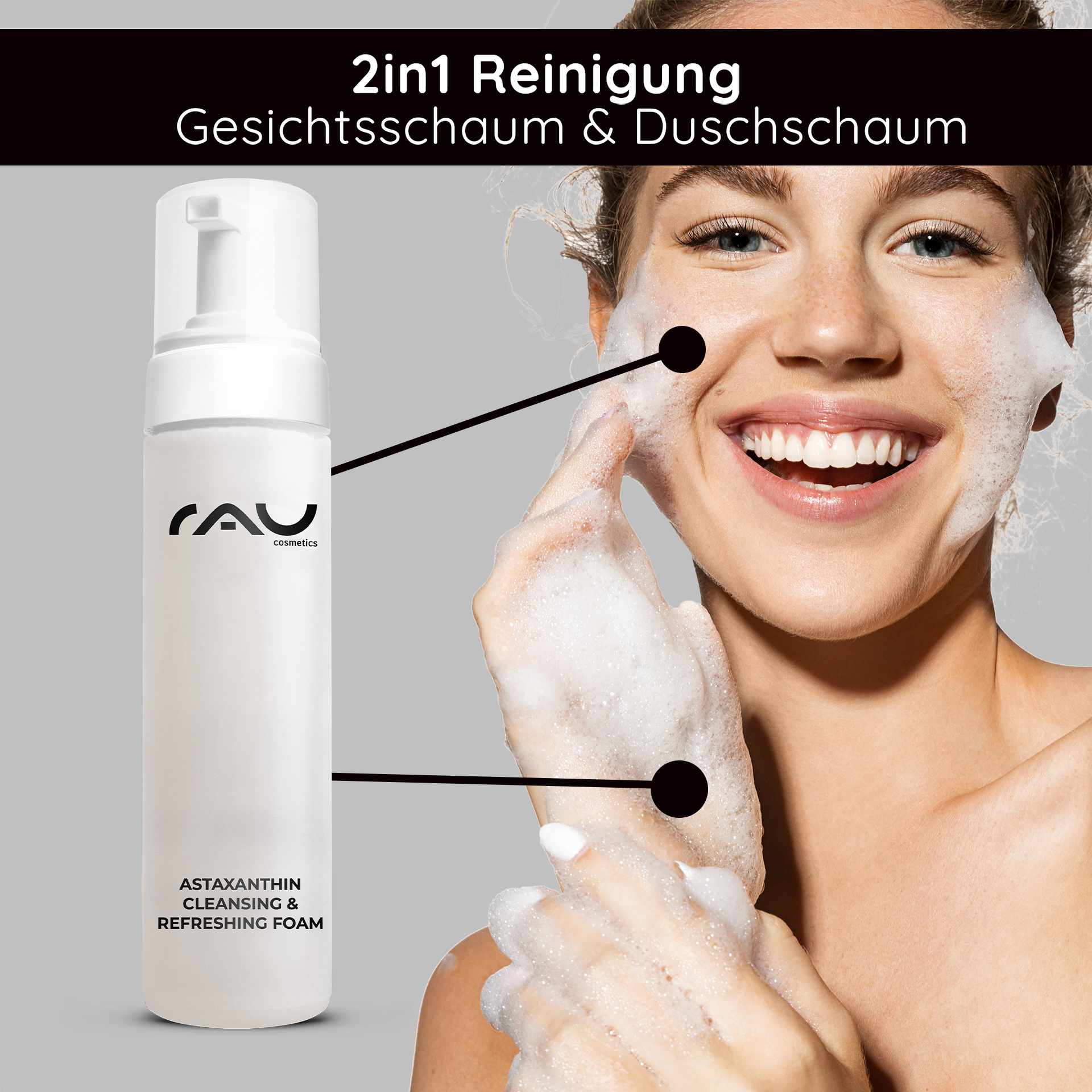 Cleansing & Refreshing Foam 200 ml Mousse nettoyante Flasche, Kopf, Person, Gesicht