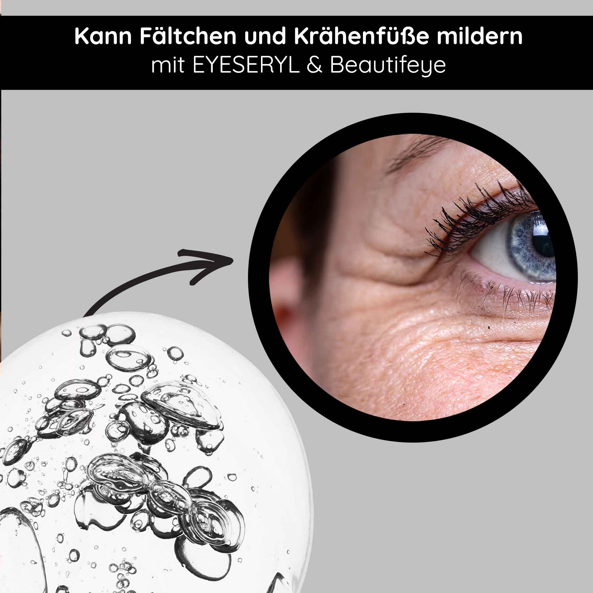 Eye Lifting Roll On 10 ml pour un contour des yeux éclatant Augenpflegeprodukt mit EYESERYL und Beautifeye zur Milderung von Fältchen und Krähenfüßen, zeigt Hautpartie mit feinen Linien und Augenbereich.