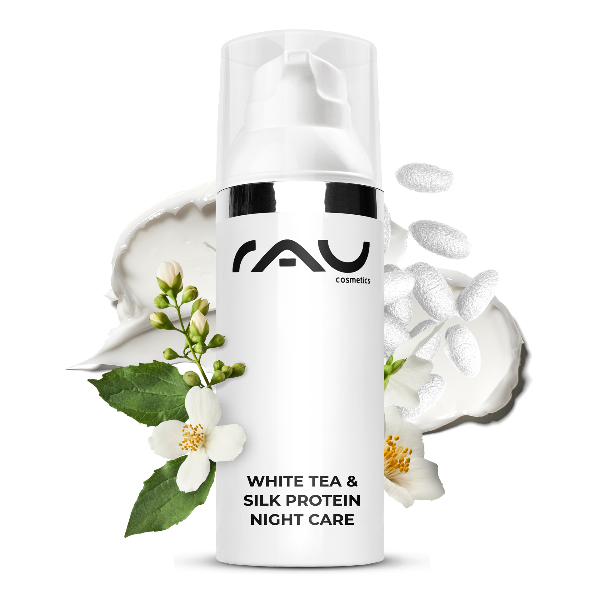 White Tea & Silk Protein Night Care 50 ml Crème de nuit Flasche, Shaker
