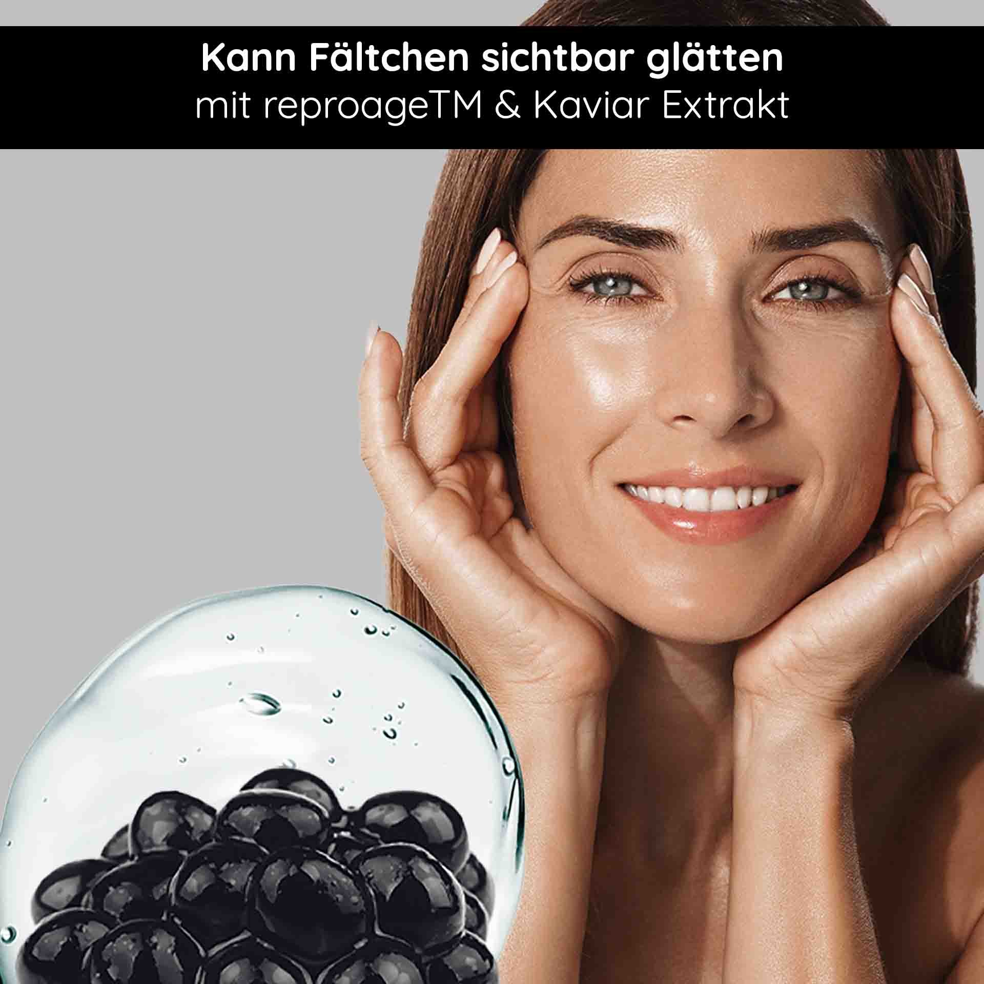 RAU Cosmetics Caviar Lifting Serum Roll-On 5 ml in edler Verpackung – Anti-Aging-Serum mit Kaviarextrakt und Reproage™-Peptiden für reife Haut