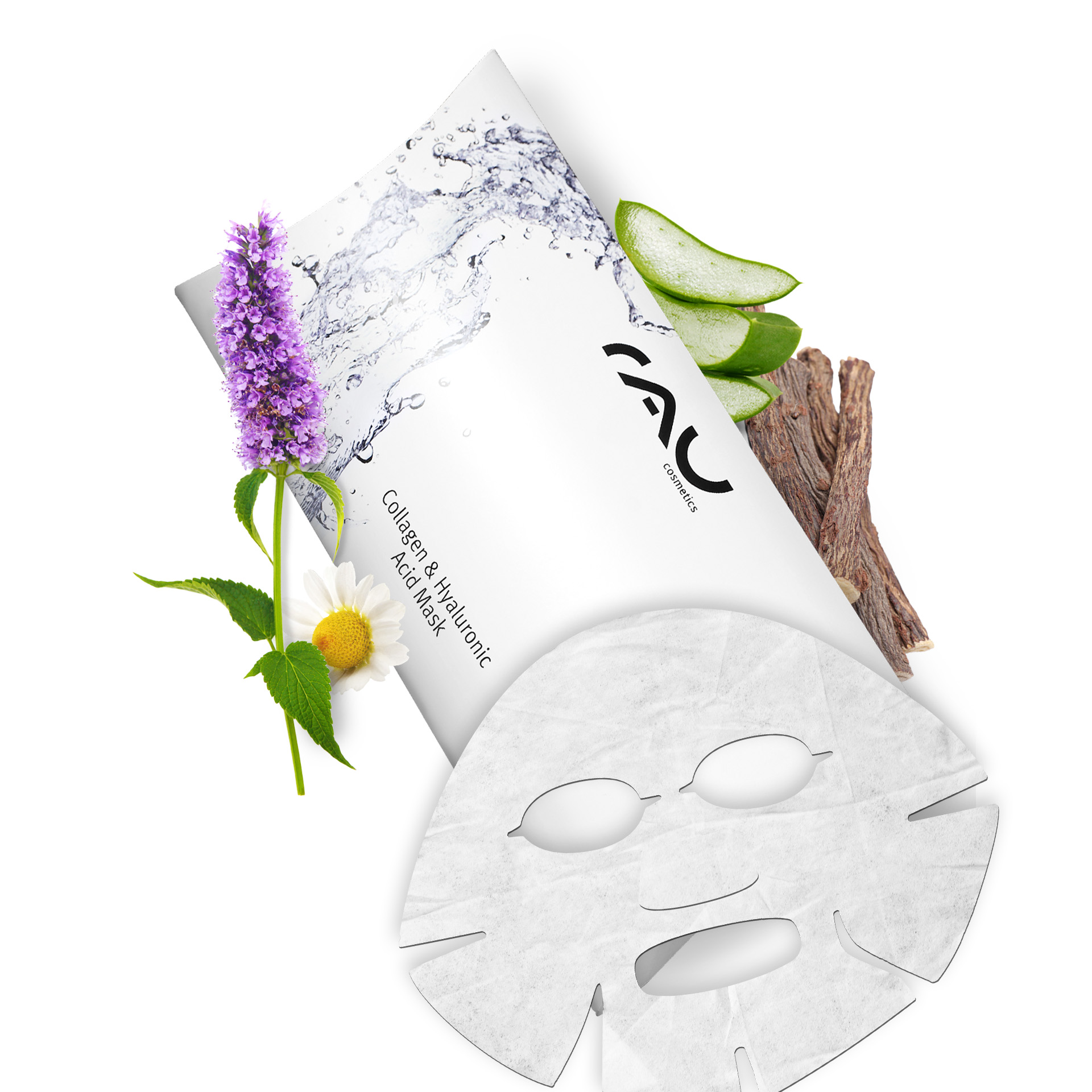Collagen & Hyaluronic Acid Mask Masque en non-tissé - pack de 10 Kräuterig, Kräuter, Pflanze, Blume, Werbung