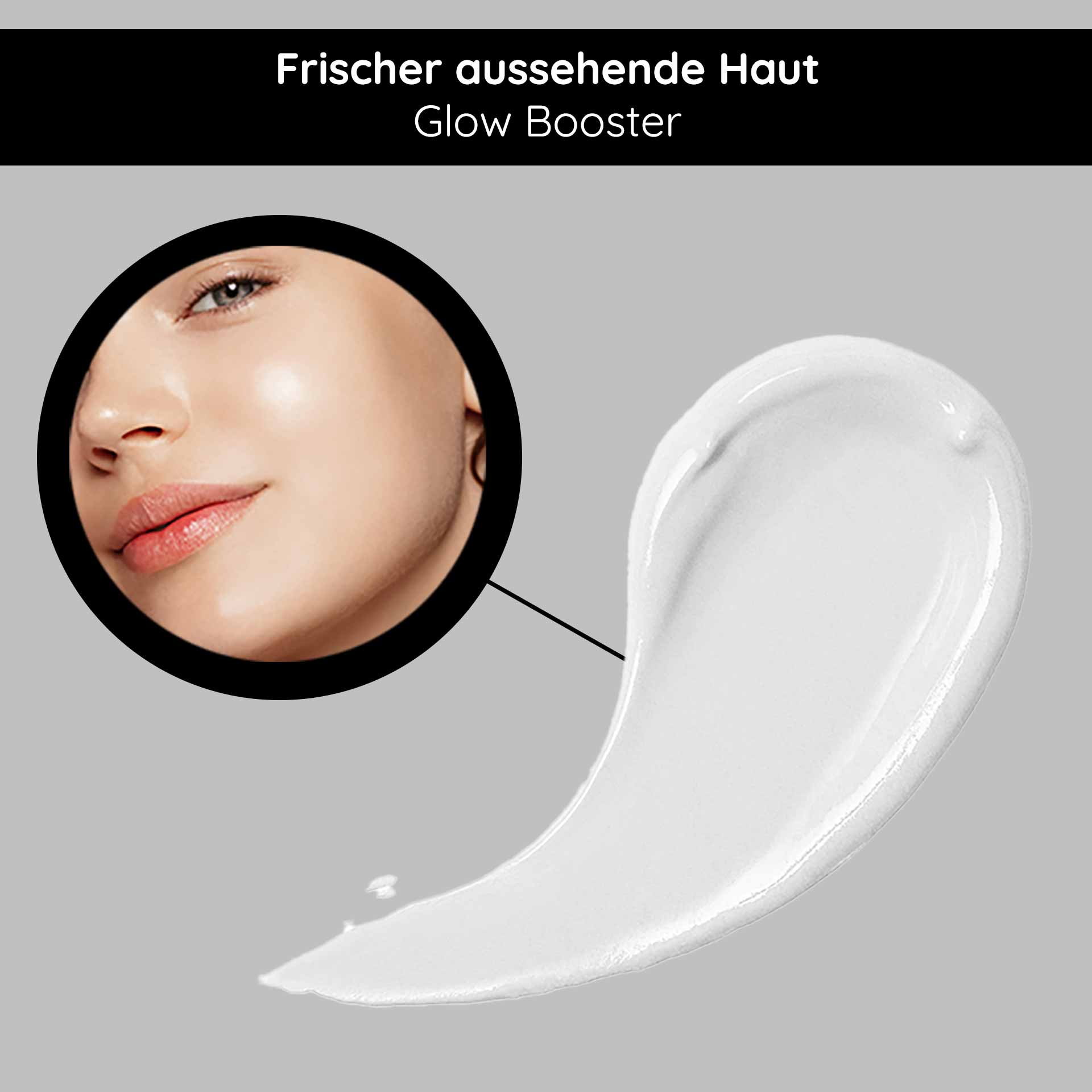 Hyaluron Cream SPF10 50 ml Crème pour le visage avec protection UV Frischer aussehende Haut mit Glow Booster, abgebildet durch strahlendes Hautbild und Creme-Textur.