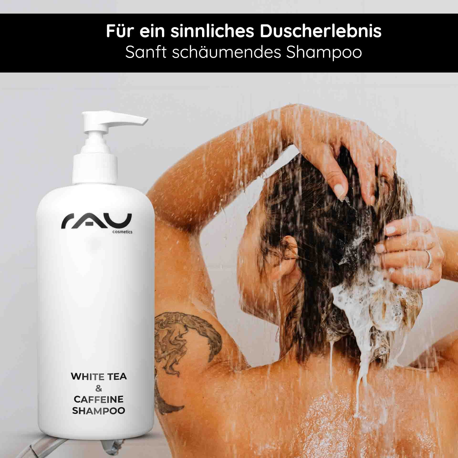 Rückseite der Shampooflasche mit Anwendungshinweisen und Recycling-Symbol