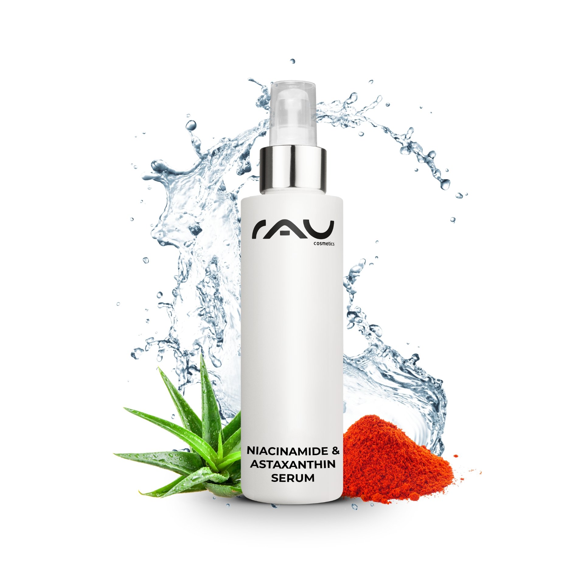 RAU Niacinamide & Astaxanthin Serum 100 ml - Kraftvolles Serum mit 10% Niacinamid für ein verfeinertes Poren- und Hautbild.