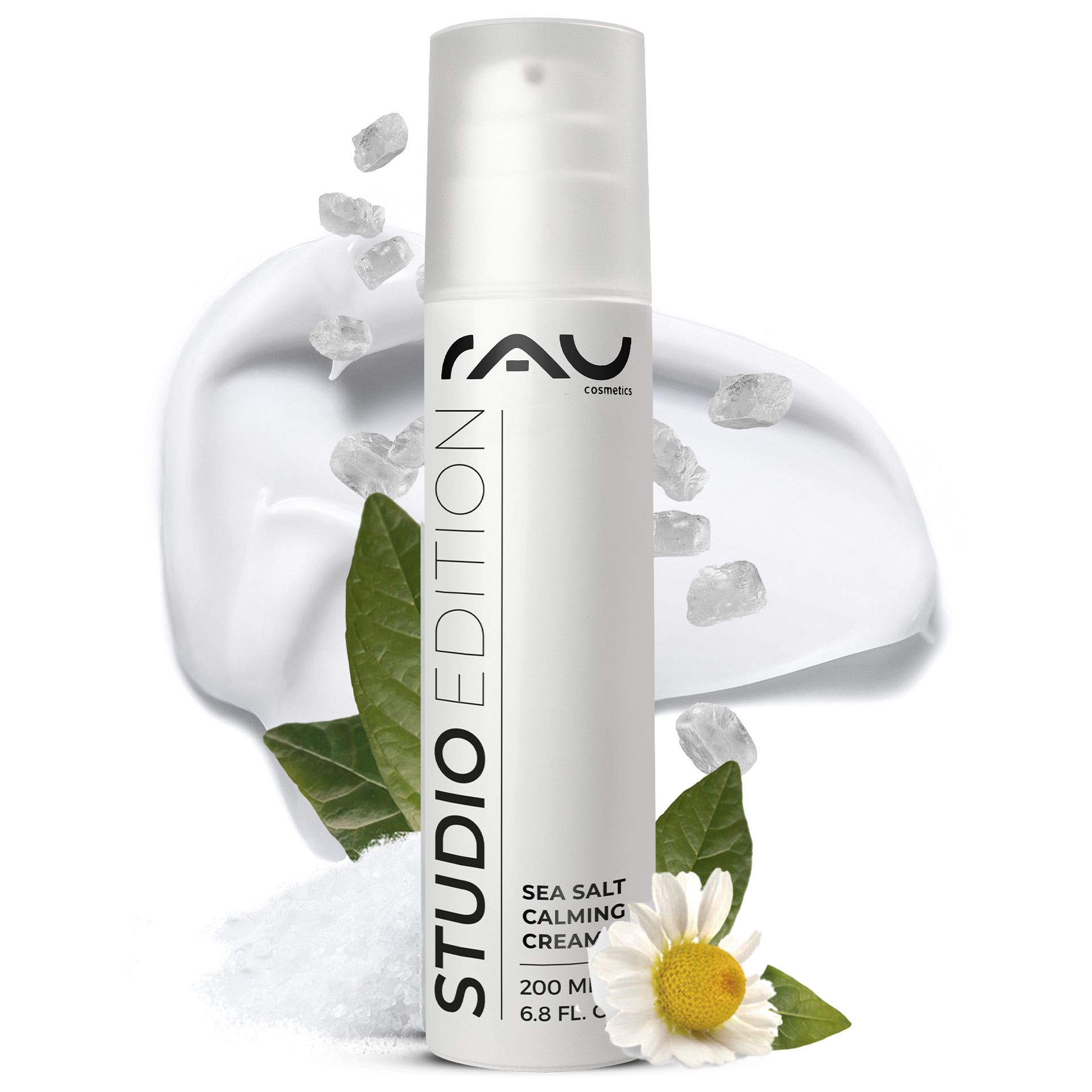 Sea Salt Calming Cream 200 ml avec sel de mer et PHA Kräuterig, Kräuter, Pflanze, Gänseblümchen, Blume