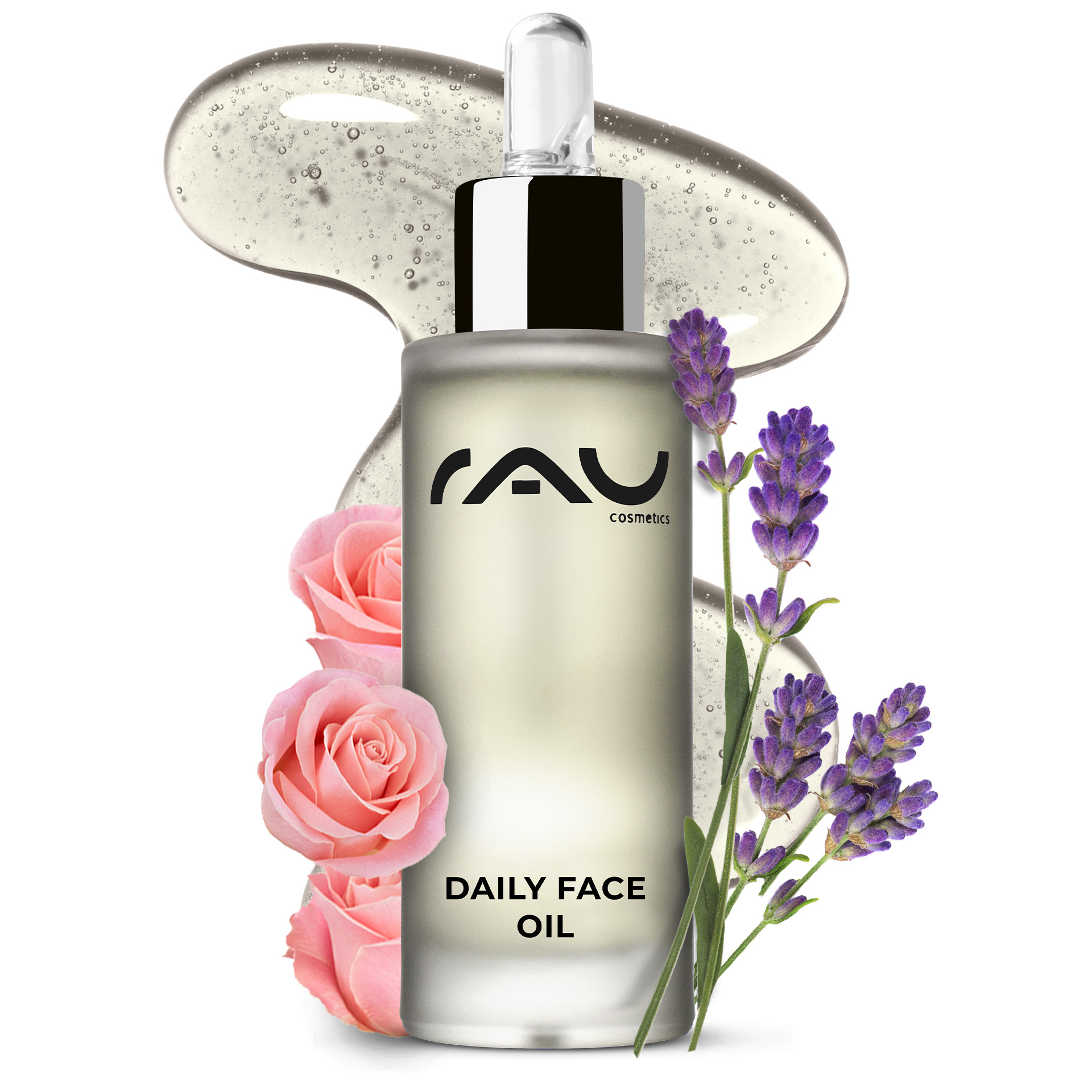 Daily Face Oil 30 ml Huile de soin pour la nuit Flasche, Blume, Rose, Kosmetik, Parfüm