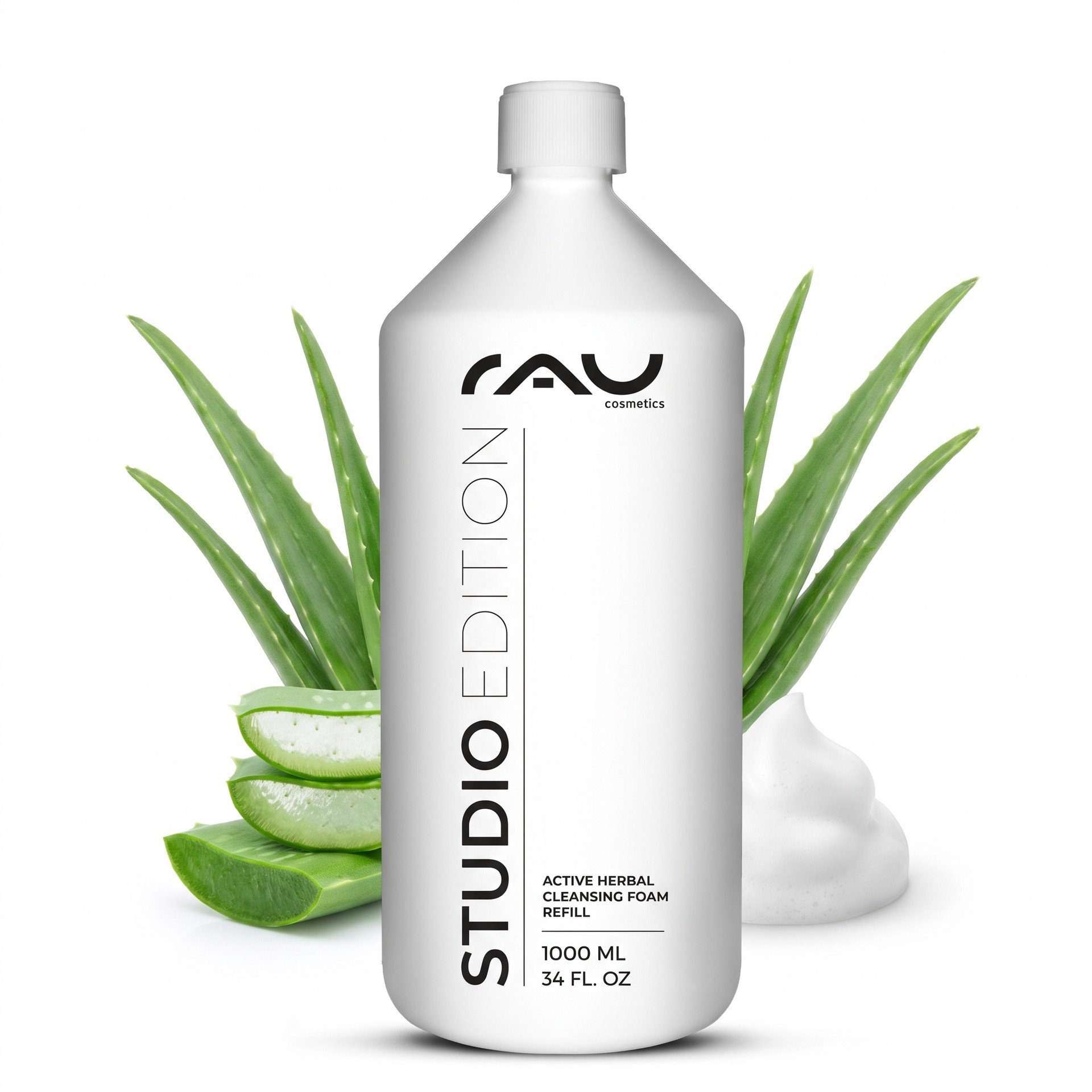 RAU Cosmetics Beyond Active Herbal Cleansing Foam Refill 1000 ml Studio Edition – Nachfüllpack Reinigungsschaum, Reinigungsschaum, Nachfüllflasche, Aloe Vera, Kosmetik, 1000 ml